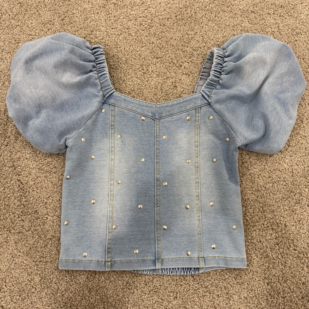 Girls Denim Puff Sleeve size 14